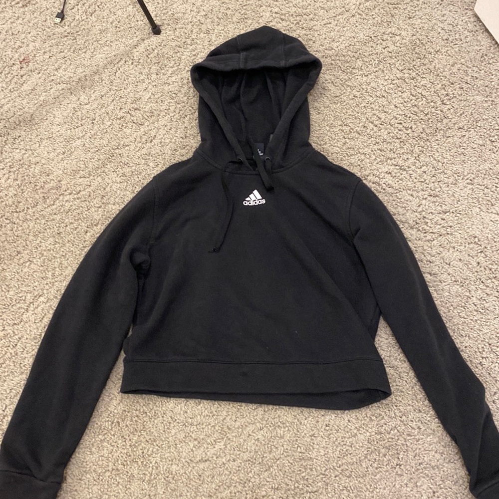 Black Adias hoodie, kinda of cropped